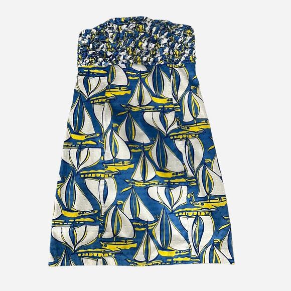 Lilly Pulitzer Strapless Franco Docksider Dress Sailboats Blue - Picture 1 of 5